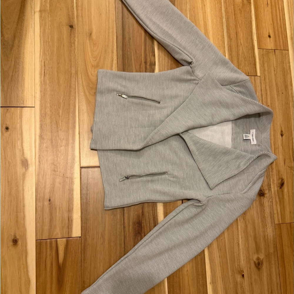 Calvin Klein Light Gray Ribbed Knit Top